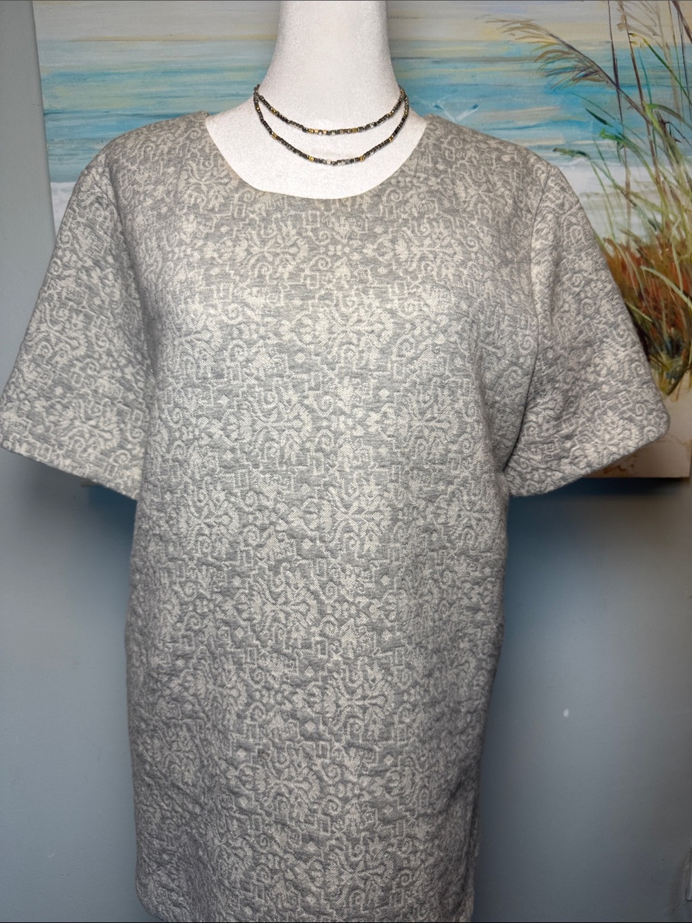 J. Crew Light Gray Textured Short-Sleeve Tee